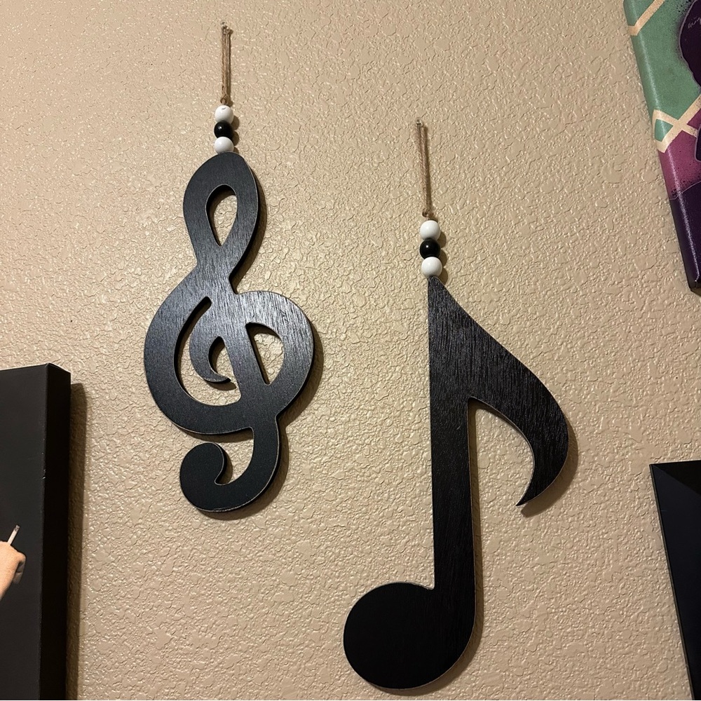 Black Musical Note Wall Decor Set & Tin Notes & Rests wall art - Picture 2 of 4